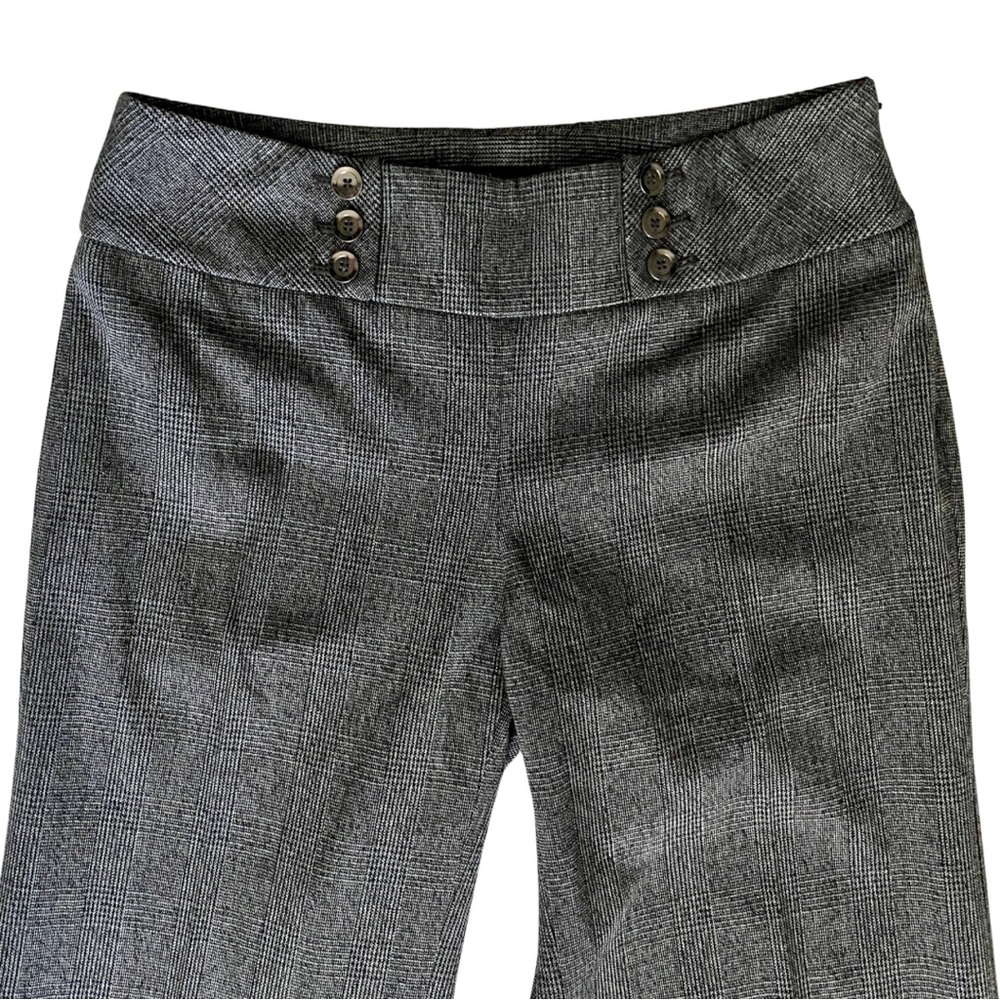 WHBM Gray/Black Plaid Wide Leg Trouser Pants- Front Sailor Buttons (size 0) - Picture 4 of 16